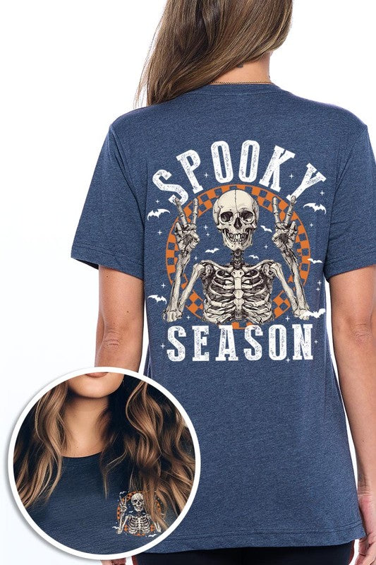 Spooky Season Skeleton Front&Back Graphic Tee