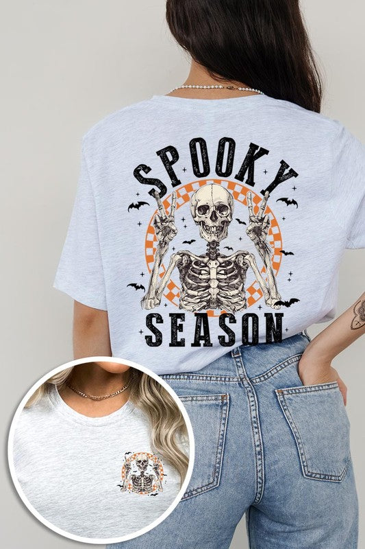 Spooky Season Skeleton Front&Back Graphic Tee