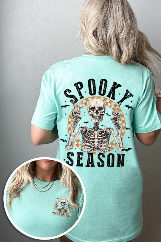 Spooky Season Skeleton Front&Back Graphic Tee