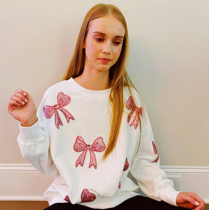 Sparkly Bow Patch Sweatshirt