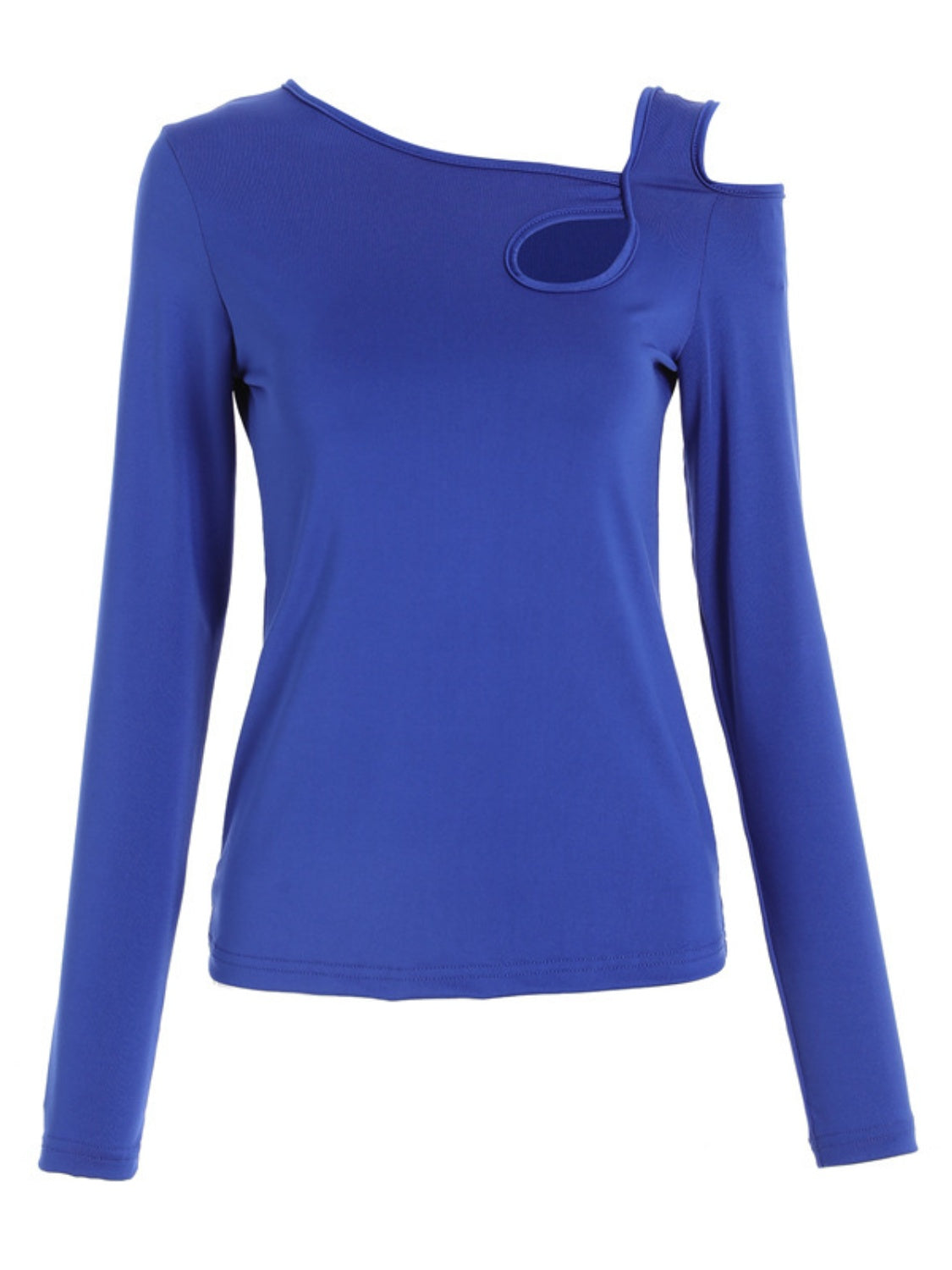 Cutout Asymmetrical Neck Long Sleeve T-Shirt