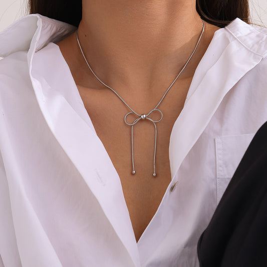 Stainless Steel Bow Necklace - House of Binx 