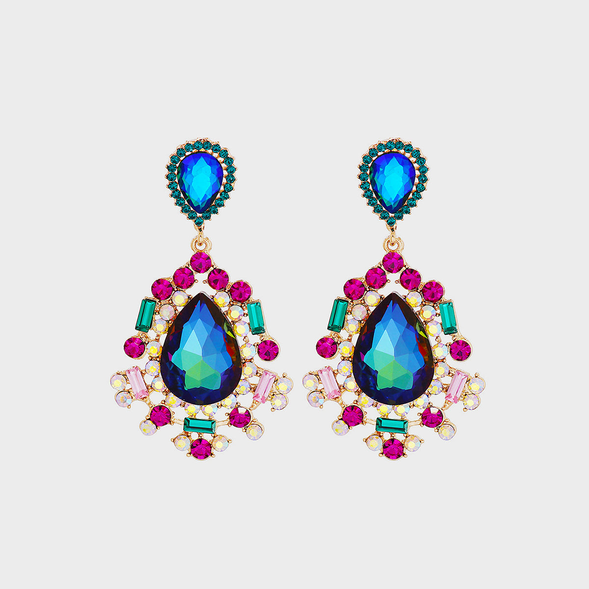 Teardrop Shape Rhinestone Alloy Dangle Earrings - House of Binx 