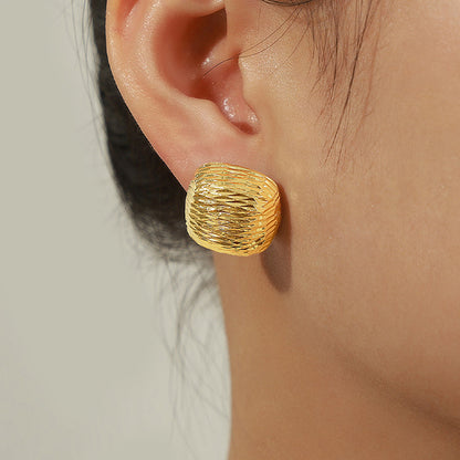 Gold-Plated Geometric Stud Earrings - House of Binx 