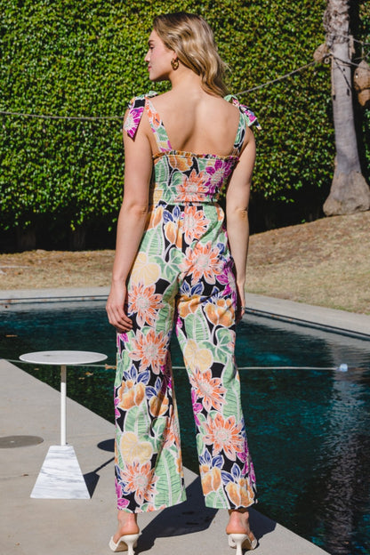 Floral Sleeveless Wide Leg Jumpsuit - House of Binx 