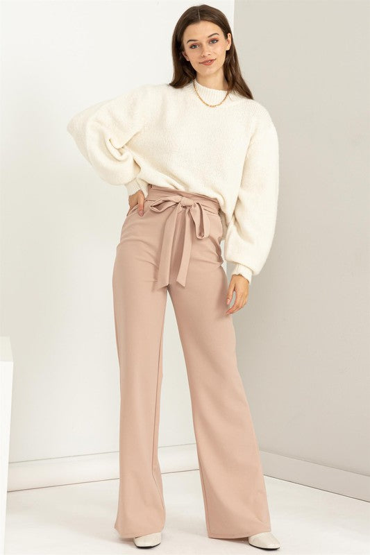 Seeking Sultry High-Waisted Tie Front Flared Pants - House of Binx 