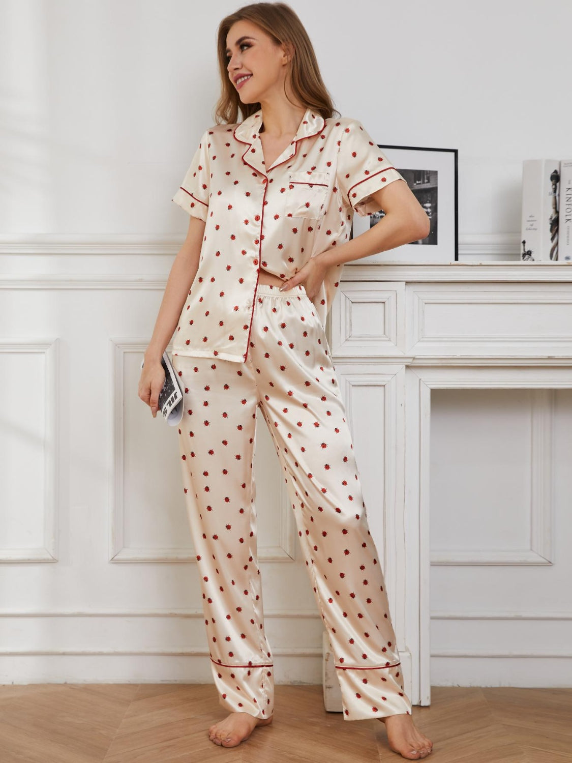 Contrast Piping Pocketed Top and Pants Lounge Set - House of Binx 