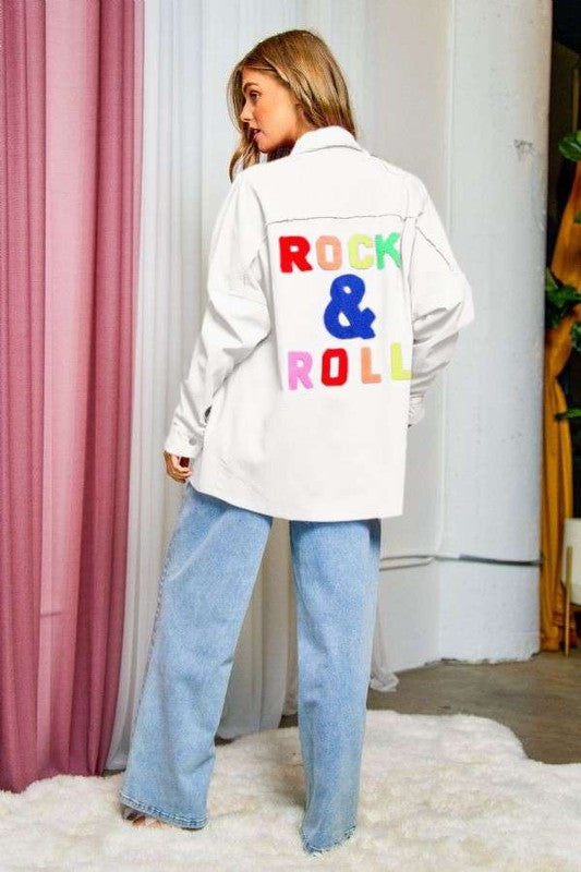 Multi Color Letters Fringed Hem Detail Shirt - House of Binx 