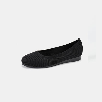 Round Toe Knit Ballet Flats - House of Binx 