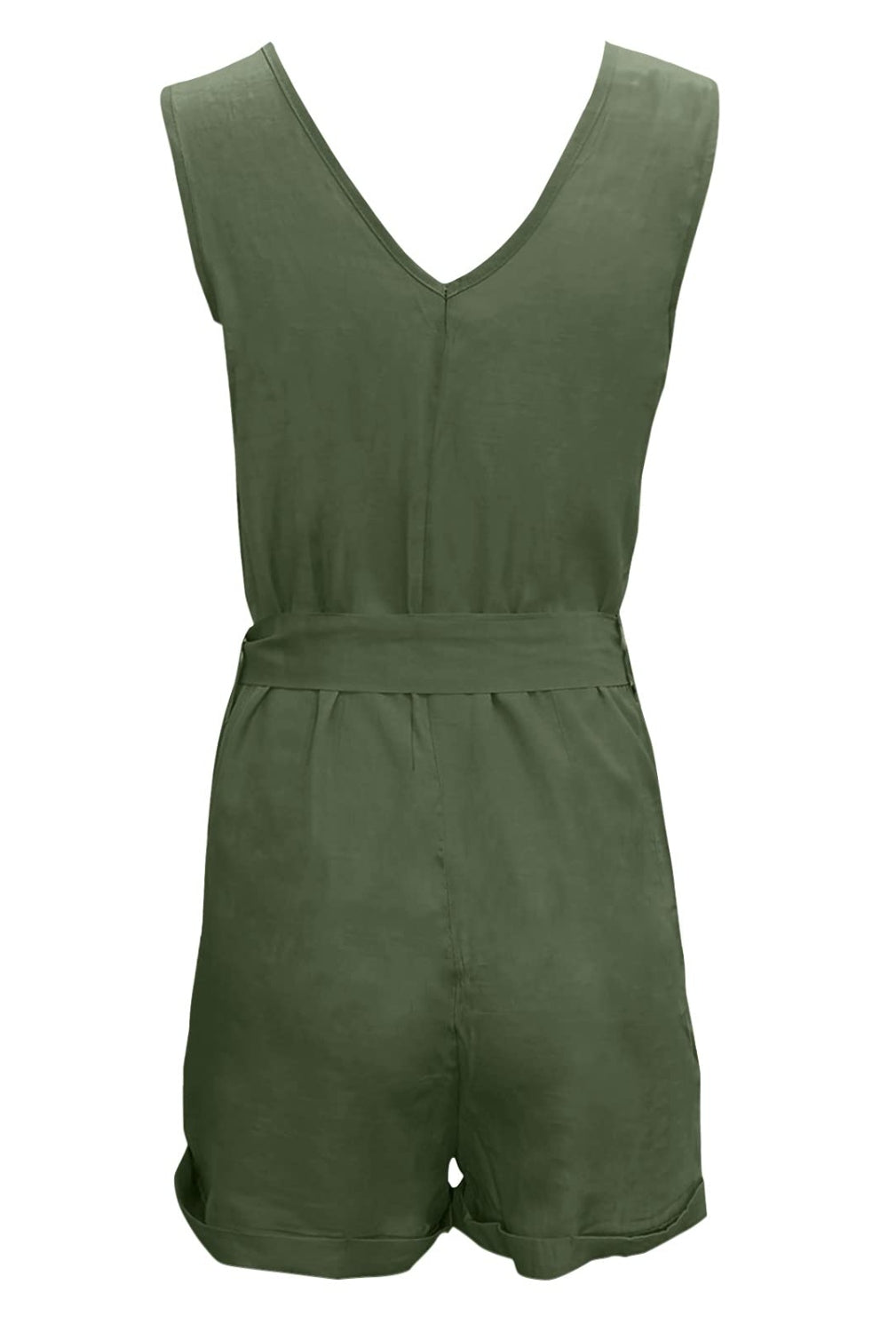 Full Size Tied V-Neck Sleeveless Romper with Pockets - House of Binx 