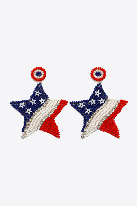 US Flag Beaded Star Earrings - House of Binx 