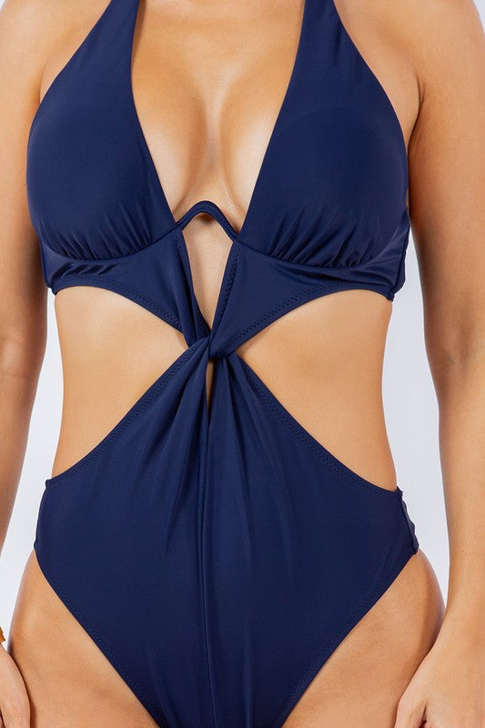 ONE PIECE BATHING SUIT OPEN TOP AND CUT OUT WAIST - House of Binx 