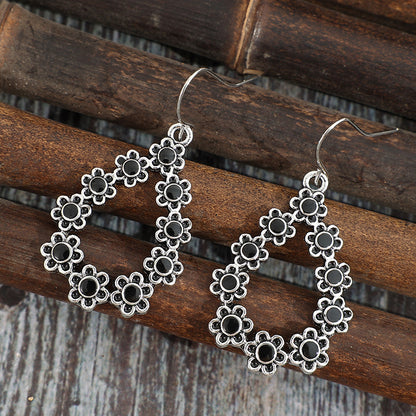 Alloy Flower Teardrop Shape Earrings