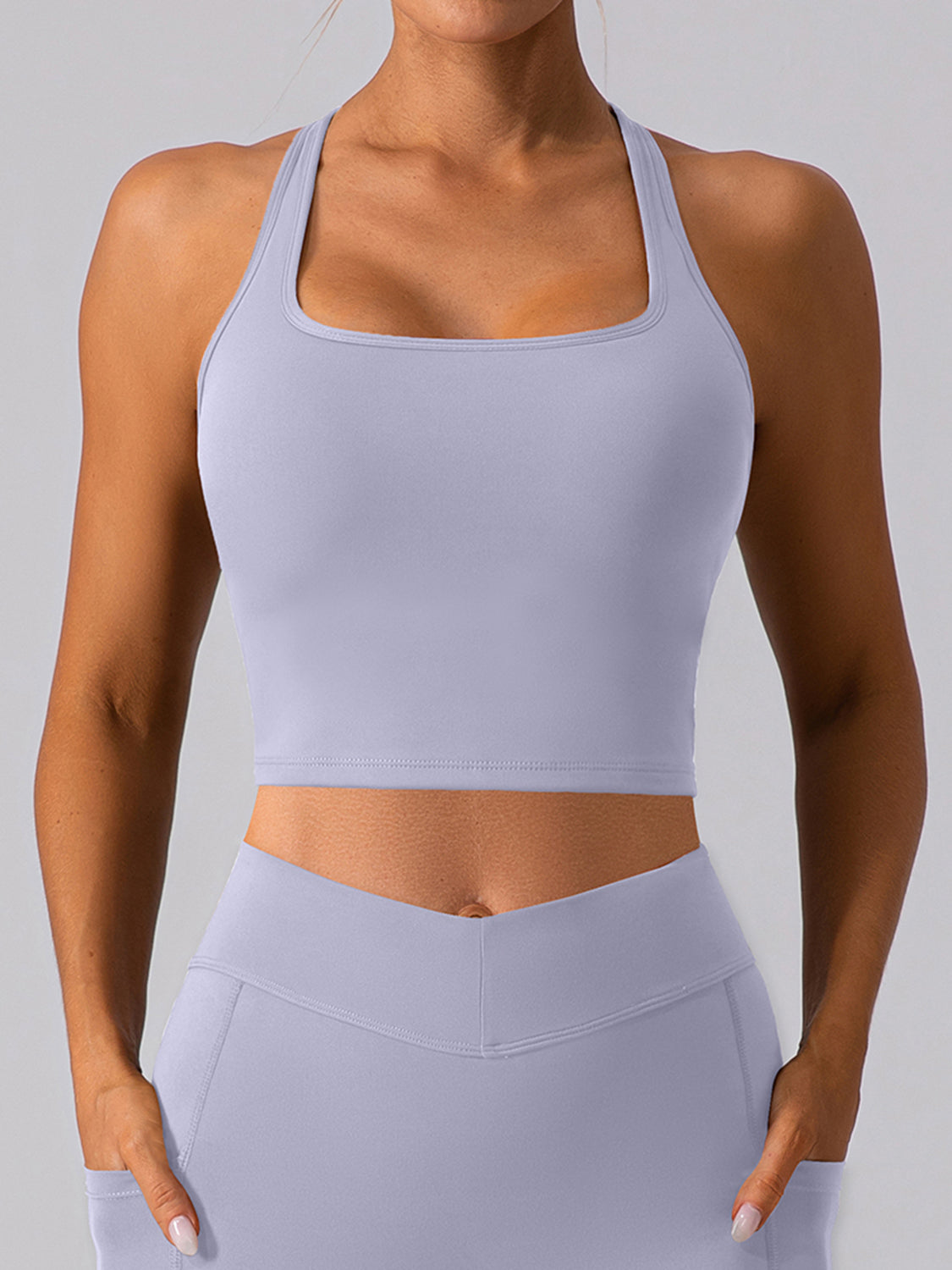 Square Neck Racerback Cropped Tank - House of Binx 