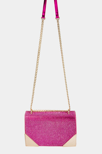 Fame Rhinestone Studded Rectangle Crossbody Bag - House of Binx 