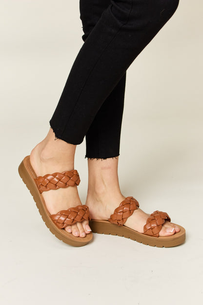 WILD DIVA Woven Dual Band Platform Sandals - House of Binx 