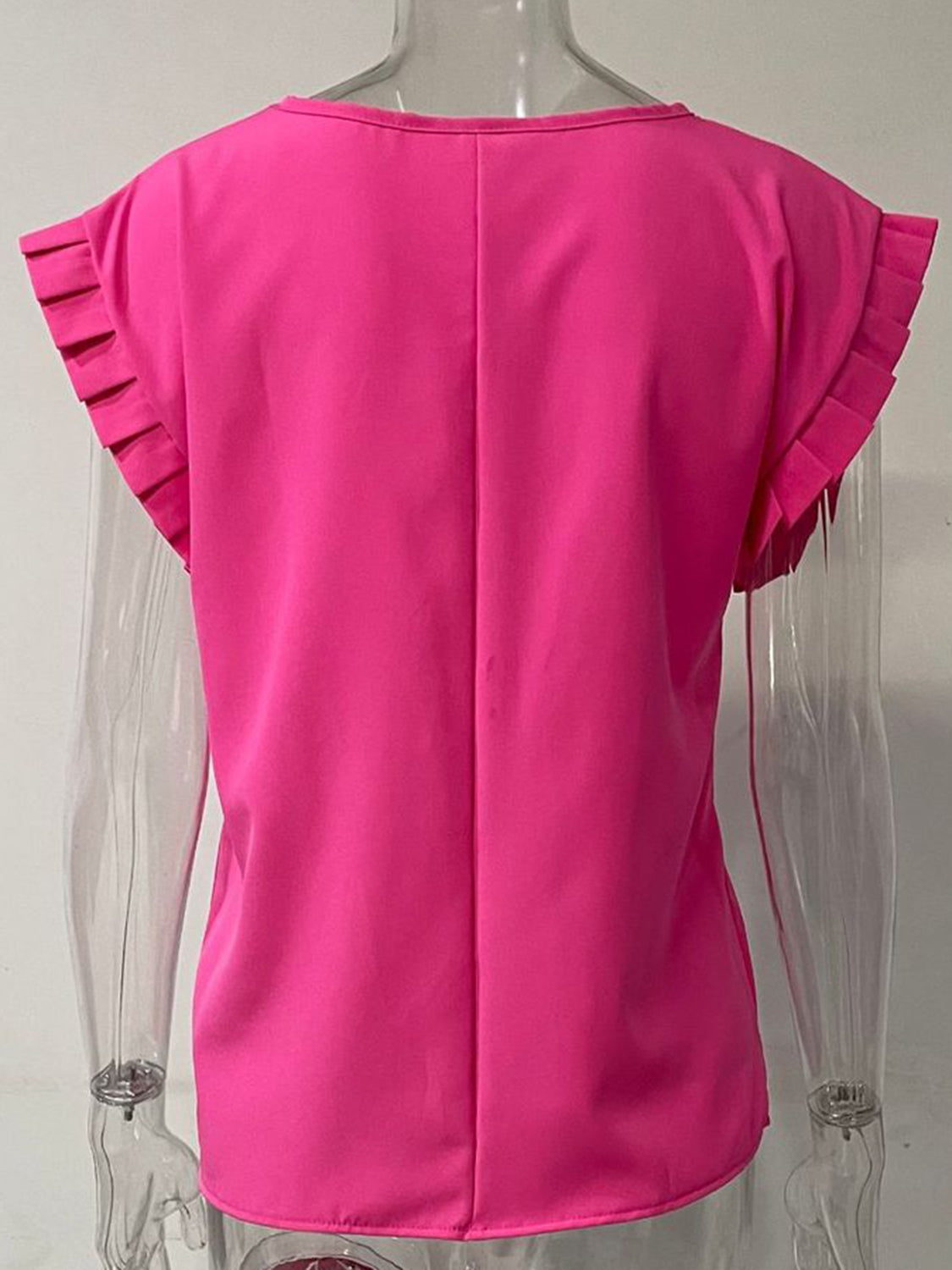 Ruffled Round Neck Cap Sleeve Blouse - House of Binx 