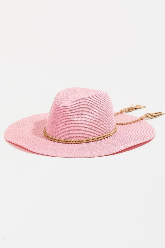 Fame Straw Braided Rope Strap Fedora Hat - House of Binx 