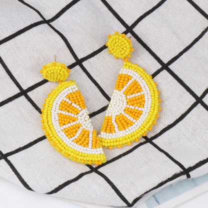 Alloy Beaded Orange Shape Earrings - House of Binx 