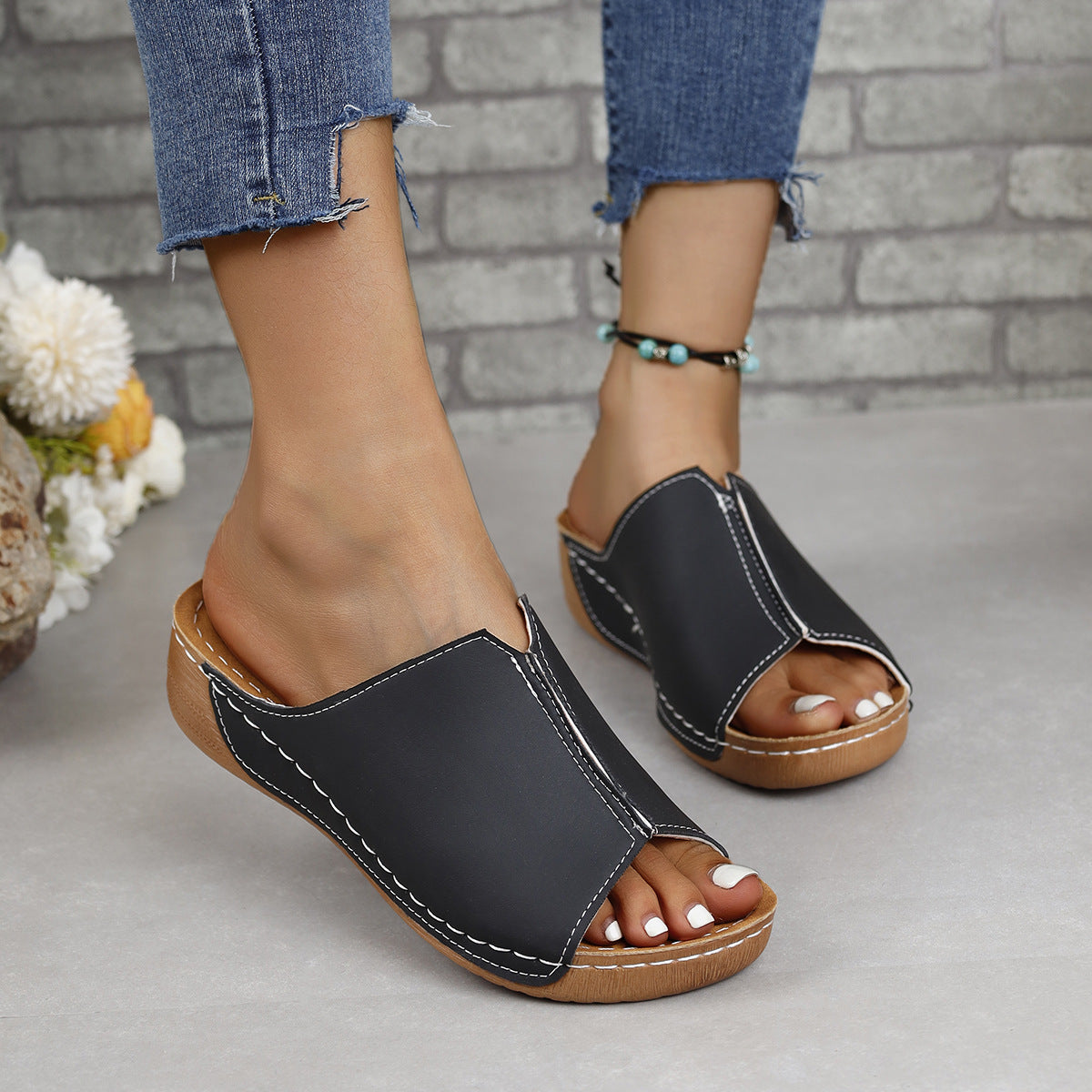 PU Leather Open Toe Sandals - House of Binx 