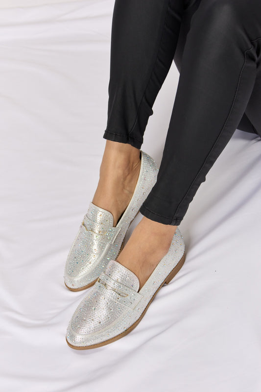 Forever Link Rhinestone Point Toe Loafers - House of Binx 