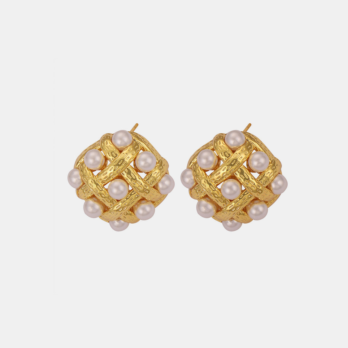 Copper Shell Pearl Stud Earrings - House of Binx 