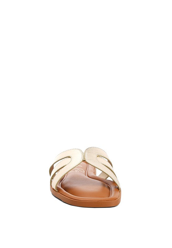 Aura Faux Leather Flat Sandals - House of Binx 