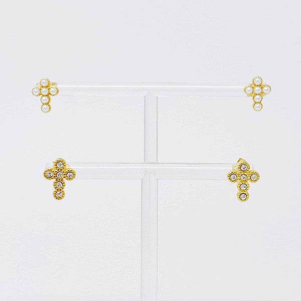 Dainty Cross Stud Earrings - House of Binx 