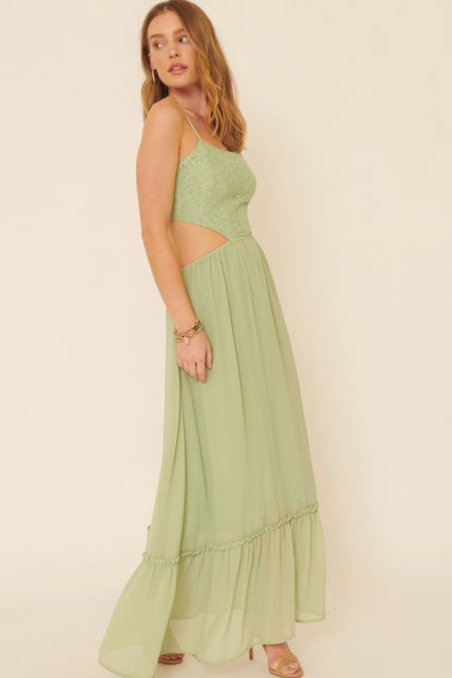 A Sheer, Chiffon Floral Lace Maxi Dress - House of Binx 