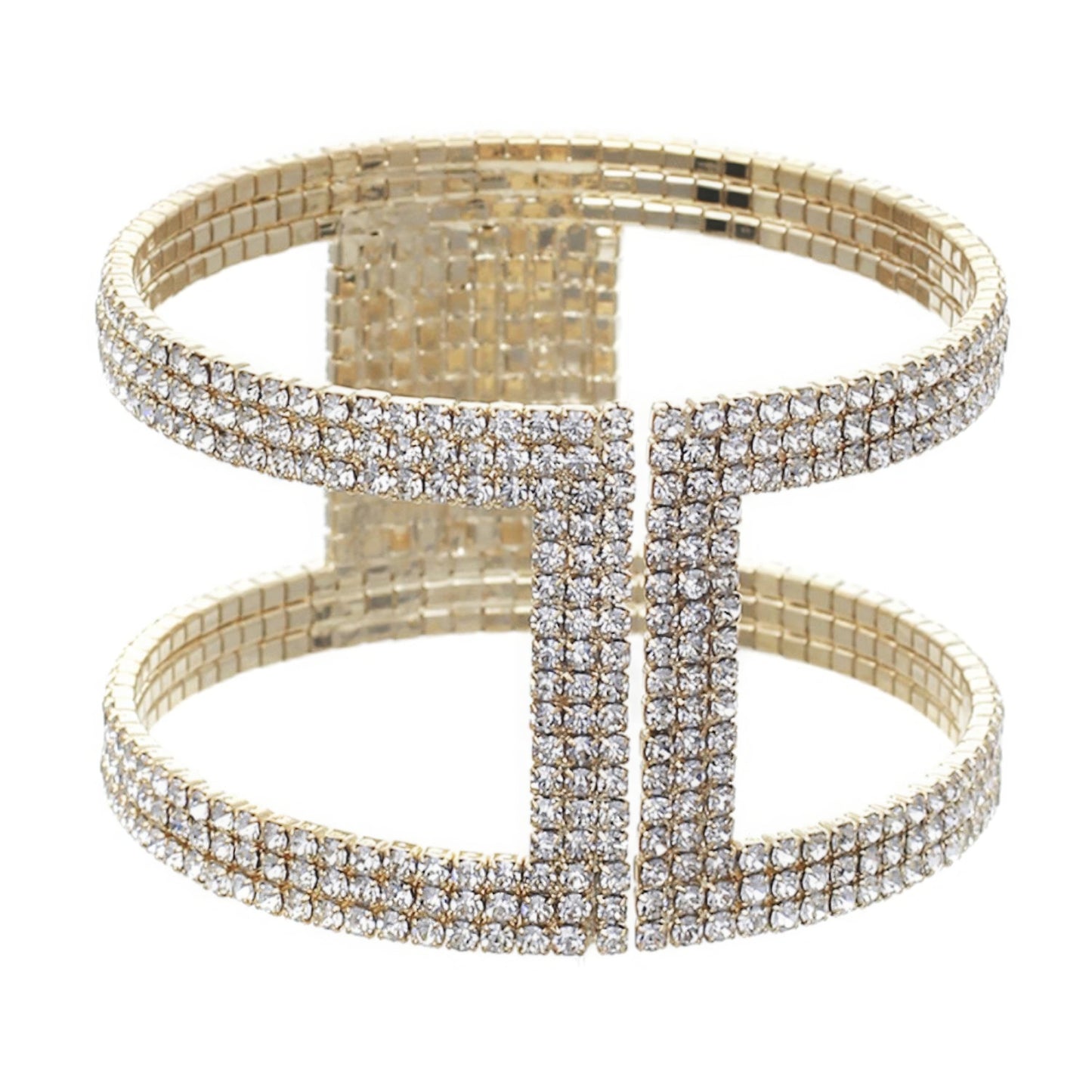 Rhinestone I Shape Memory Wire Bracelet - House of Binx 