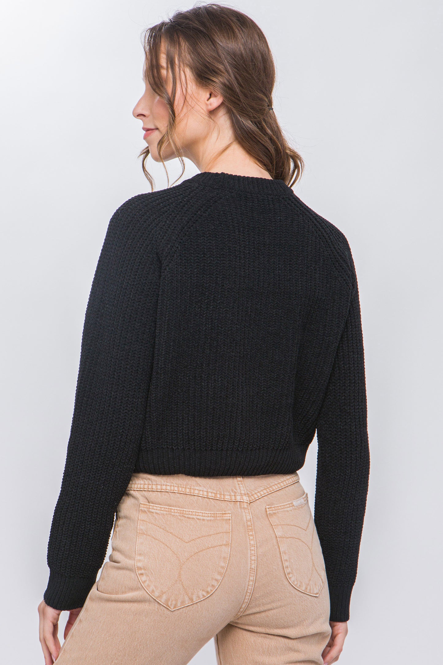 Knit Pullover Sweater With Cold Shoulder Detail - House of Binx 