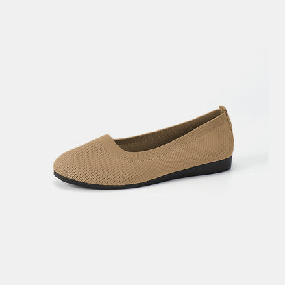 Round Toe Knit Ballet Flats - House of Binx 