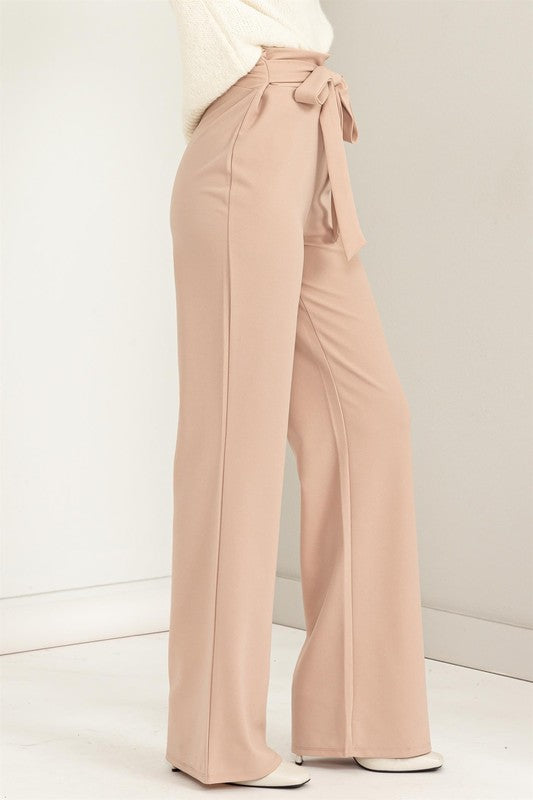 Seeking Sultry High-Waisted Tie Front Flared Pants - House of Binx 