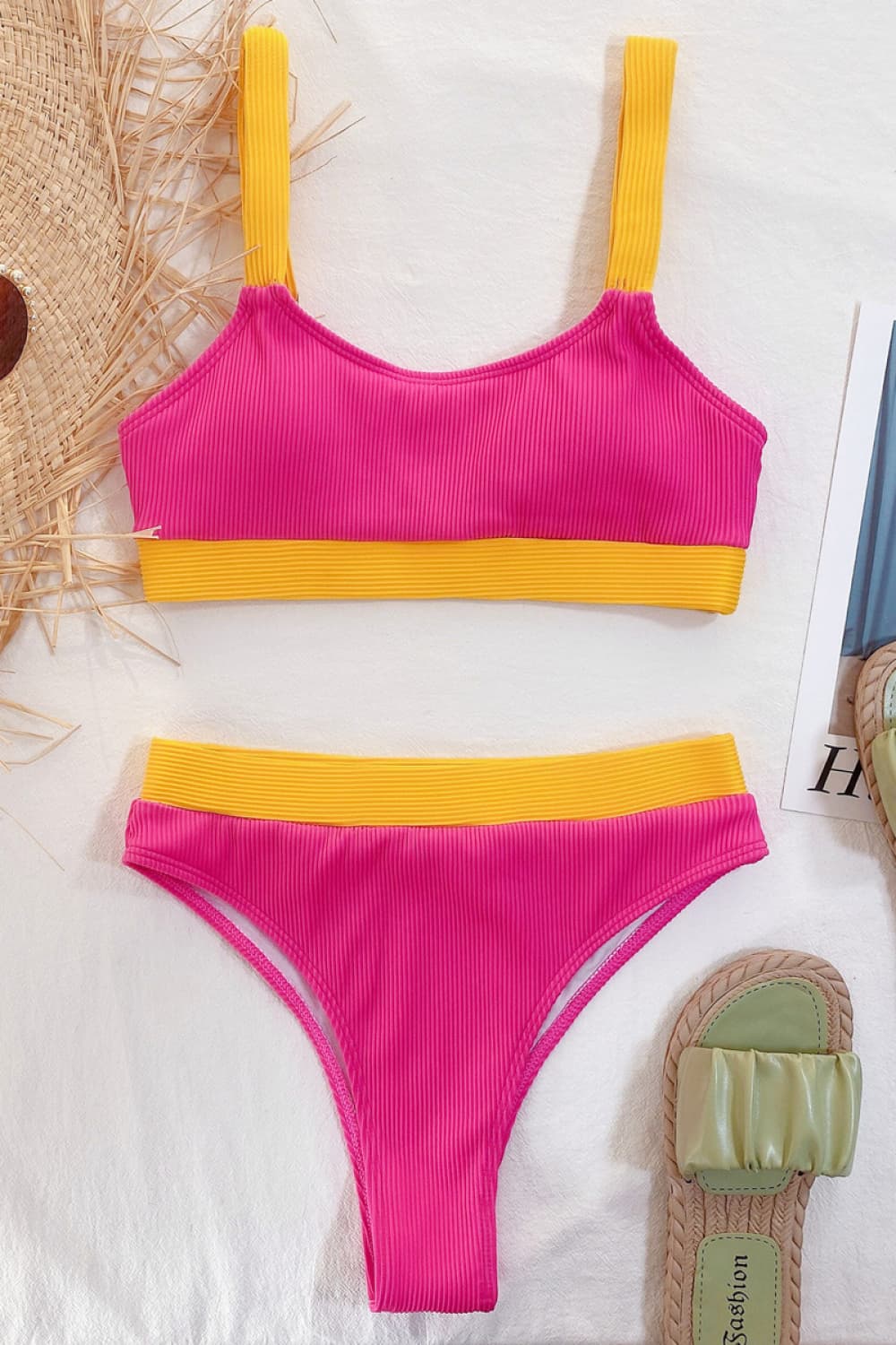 Color Block Scoop Neck Bikini Set - House of Binx 