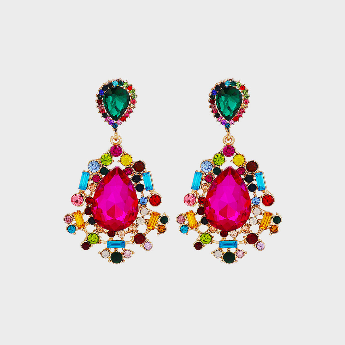 Teardrop Shape Rhinestone Alloy Dangle Earrings - House of Binx 