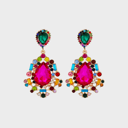 Teardrop Shape Rhinestone Alloy Dangle Earrings - House of Binx 