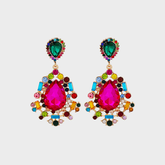 Teardrop Shape Rhinestone Alloy Dangle Earrings - House of Binx 