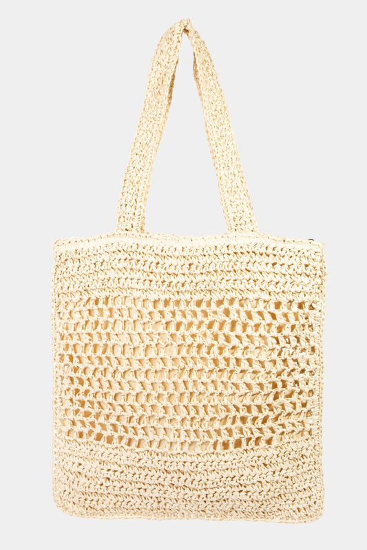 Fame Straw-Paper Crochet Tote Bag - House of Binx 