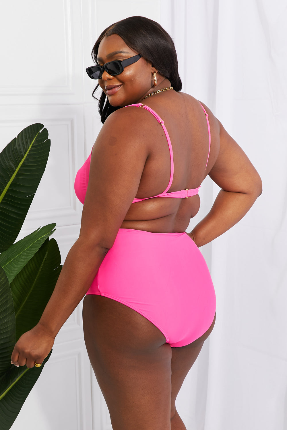 Marina West Swim Take A Dip Twist High-Rise Bikini in Pink - House of Binx 