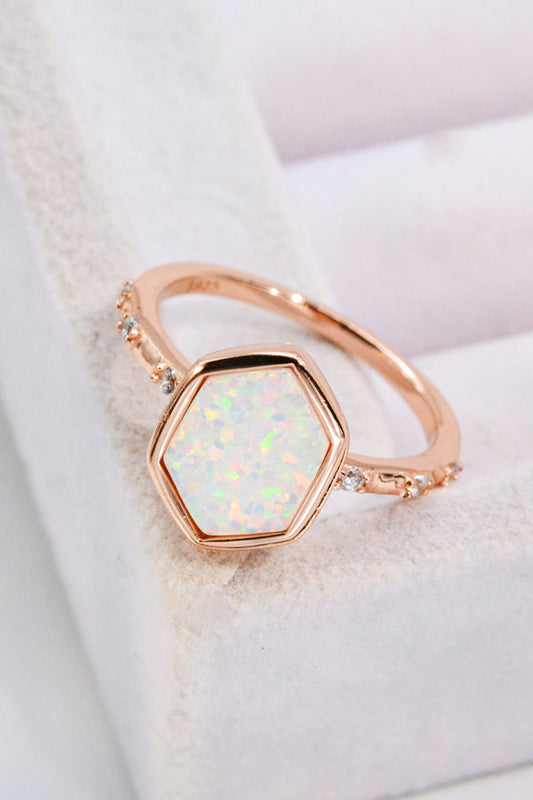 Opal Hexagon 925 Sterling Silver Ring - House of Binx 