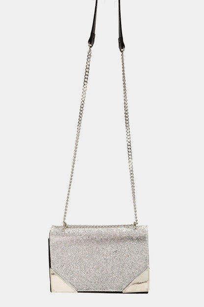 Fame Rhinestone Studded Rectangle Crossbody Bag - House of Binx 