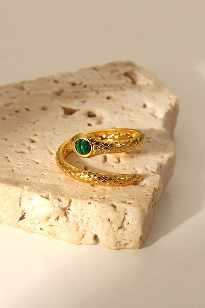 Snake Charmer Malachite Snake-Shaped Bypass Ring - House of Binx 