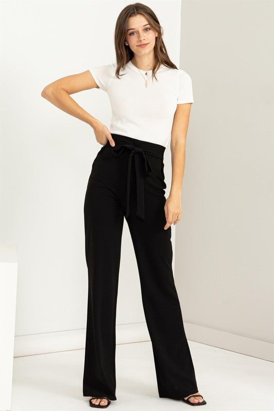 Seeking Sultry High-Waisted Tie Front Flared Pants - House of Binx 