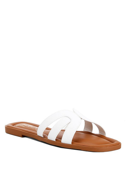 Aura Faux Leather Flat Sandals - House of Binx 