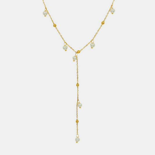 18K Gold-Plated Pearl Drop Necklace - House of Binx 