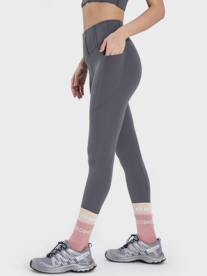 Pocketed High Waist Active Leggings - House of Binx 