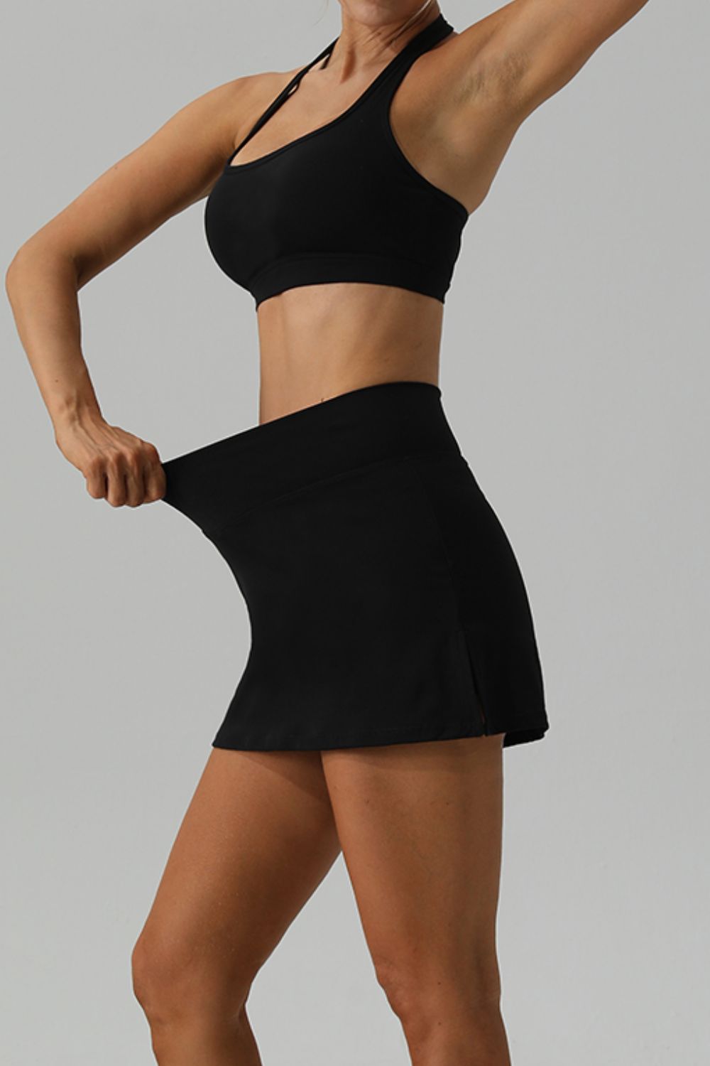 Halter Neck Tank and Slit Skirt Active Set - House of Binx 