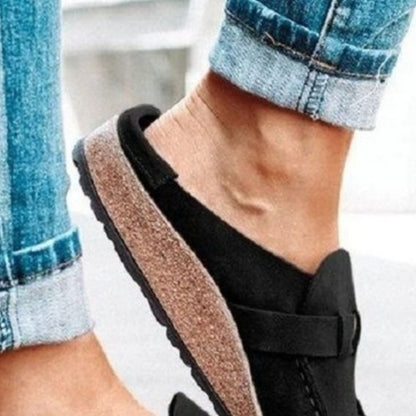 Round Toe Low Heel Buckle Sneakers - House of Binx 