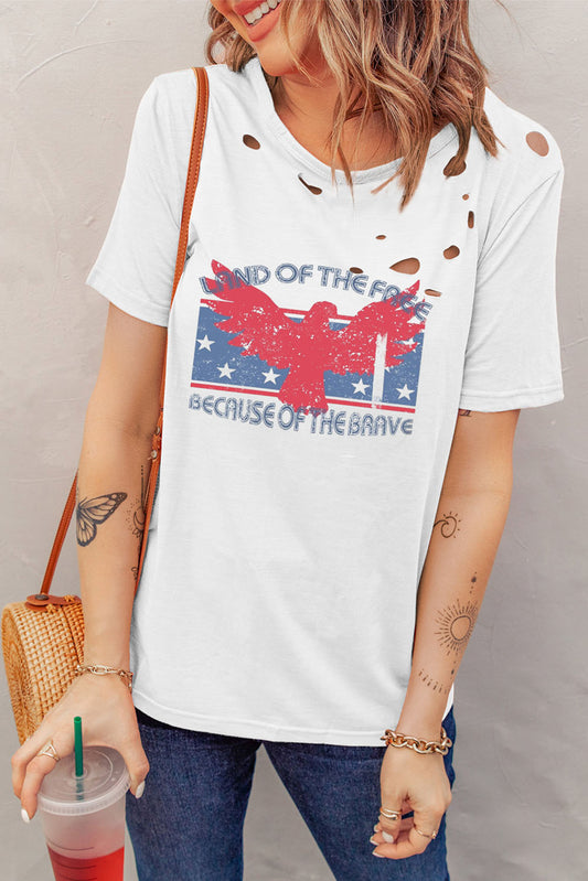 Cutout Graphic Round Neck Short Sleeve T-Shirt - House of Binx 