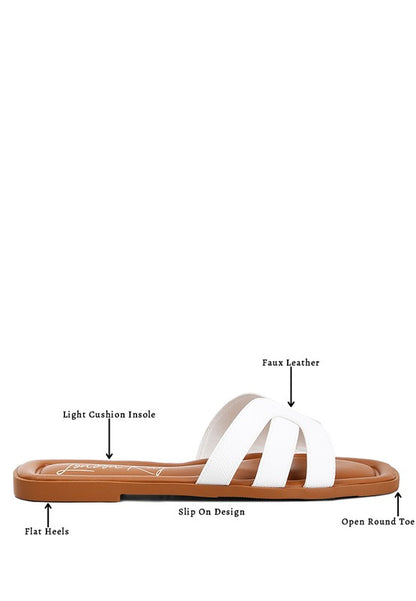 Aura Faux Leather Flat Sandals - House of Binx 